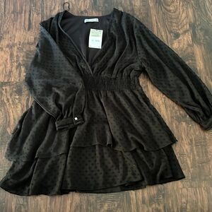 Zara Black Textured Dress